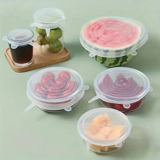 6Pcs Six-Piece Set of Fresh-Keeping Lids, Silicone Sealing Lids, Silicone Crisper Lids, Smiley Face Sealing Lids, Fresh-Keeping Lids
