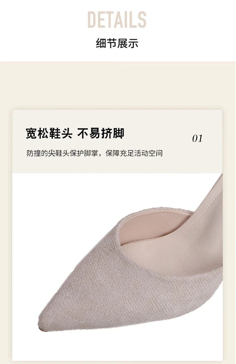 New Women's Slippers High Heel Closed Pointed Toe Shoes Sexy Ladies Heeled Sandals for Women