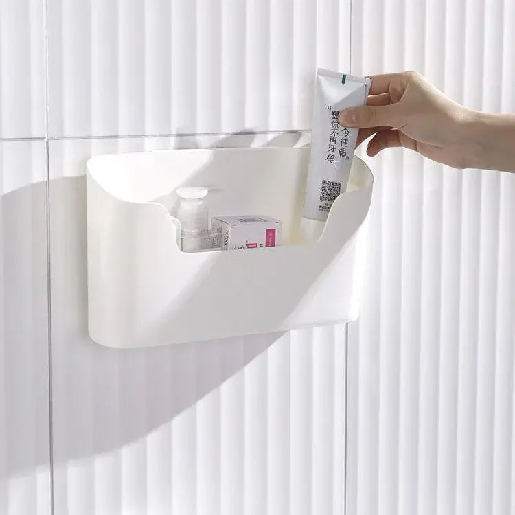 Self Adhesive Storage Box Rack for Door Home Kitchen Bathroom Fridge Organizer Stand Multifunctional Wall Mounted Storage Basket