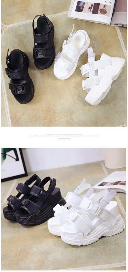 Platform Sandals Women 12cm 2025 High Heels Sexy Open-toed Sandals Wedge Increased Shoes Ladies Beach Summer Sandalia Casual