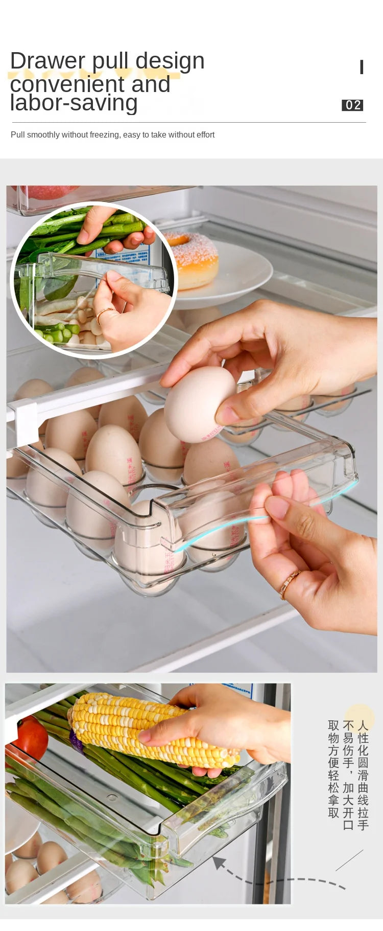 Fridge Organizer Fruit Egg Refrigerator Storage Rack Under-shelf Refrigerator Drawer Box Fresh keeping Kitchen Organizer