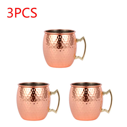 1-4PCS Mug Moscow Mule Stainless Steel Cup Beer Russia Moscow Mule Copper Mugs Bar Tools High Quality Party Bar Drinkware Tools