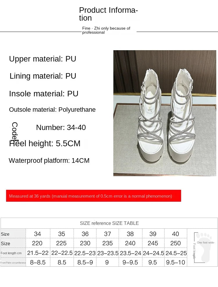 Car Model Catwalk Banquet Performance Women's Shoes 16 Cm Waterproof Pole Dance Crystal 15CM High Heel Chunky Sandals