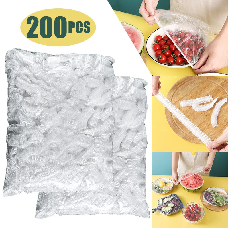 200PCS Disposable Food Cover  charlotte  Plastic Wrap Elastic Food Lids nylon for food cover nylon cover