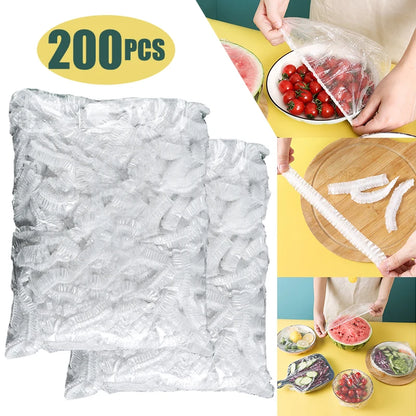 200PCS Disposable Food Cover  charlotte  Plastic Wrap Elastic Food Lids nylon for food cover nylon cover