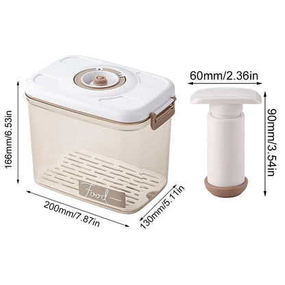 Food Vacuum Storage Box with Removable Drain Plate Fresh Container Airtight Fridge Organizer for Fruit Vegetables Bread Snacks
