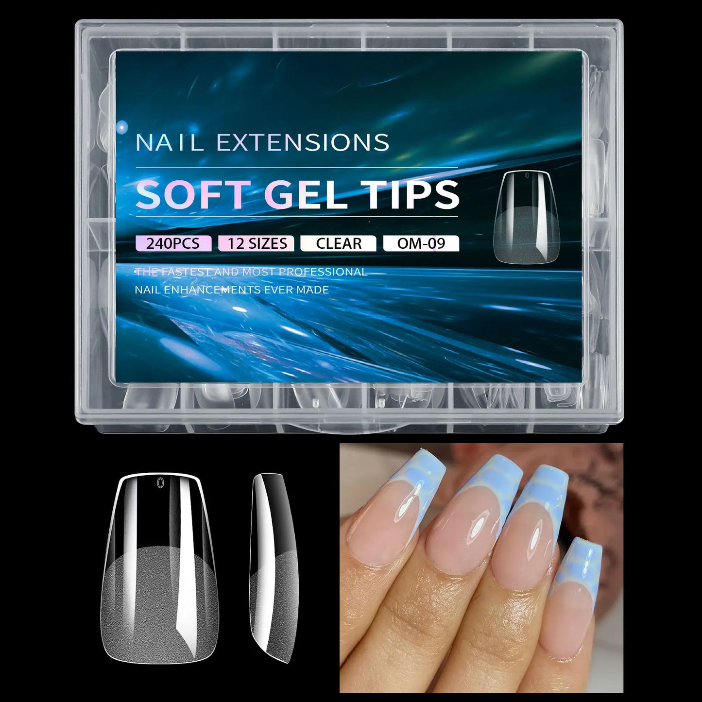 Luxury False Nail Tips Soft Gel Fingertip Semi-matte Capsules Almond French Coffin Full Cover Artificial Fake Nails Extension