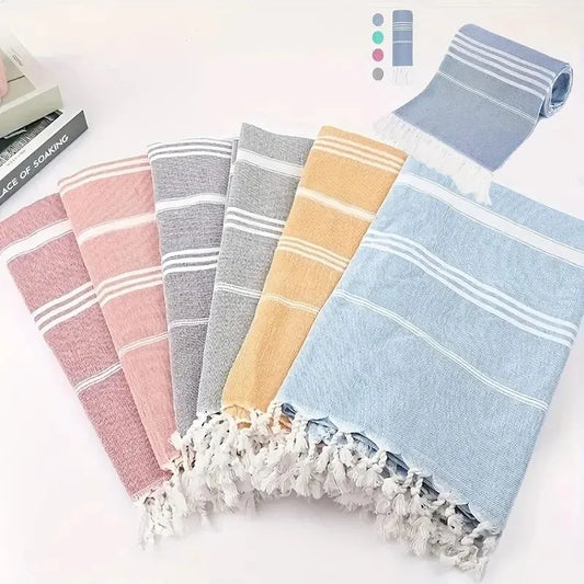 1pc Turkish Cotton Beach Towel, Oversized And Sand Free, Quick DryTowel, Beach Blanket For Bathing Swimming, 39*71 In, BathroomA