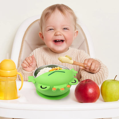 3Pcs Stainless Steel Baby Bowl with Removable Silicone Shell Anti Scald Toddler Suction Bowl for Baby Food Feeding Snack