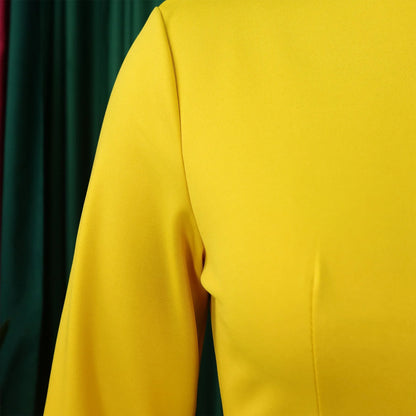 Elegant Office Dresses for Woman O Neck Full Sleeve Sheath Ruffles Package Hips Mid Calf Professional Business Work Dress Midi