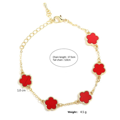 High Quality Five-leaf Flower Shell Stainless Steel Bracelet For Women Black And White Couple Holiday Bracelet Party Jewelry INS