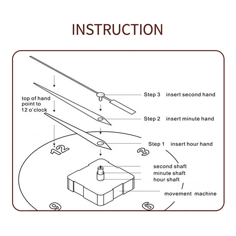 Clock Mechanism Silent Quartz Movement Machine Wall Hands Pointer Set Clockwork Table Long Shaft DIY Watches Repair Parts