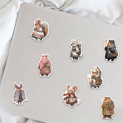 50PCS Creative Winter Animal Cute High Beauty Stickers Phone Cases Handbooks Water Cup Stickers
