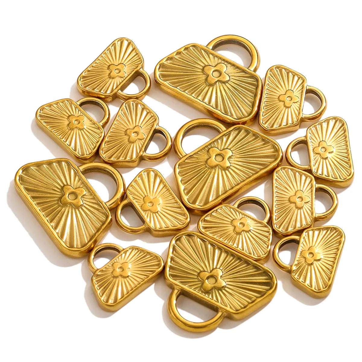 5PCS Stainless Steel Crucifix Bag Lock Pendant Charms Pad Lock Charms Fit DIY Necklace Bracelet Pendants Jewelry Making