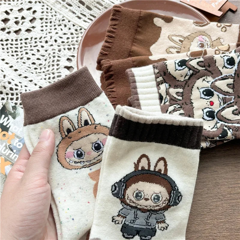 Labubu Mid Length Socks for Children Versatile Couples Trendy College Style Anime and Cartoon Department Labubu Cloth Long Socks