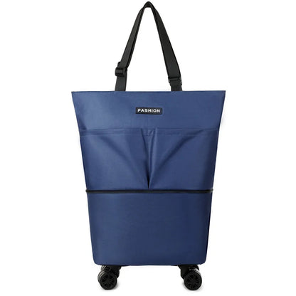 Travel bag, large capacity swivel wheel travel bag, supermarket shopping tote bag, travel luggage storage bag