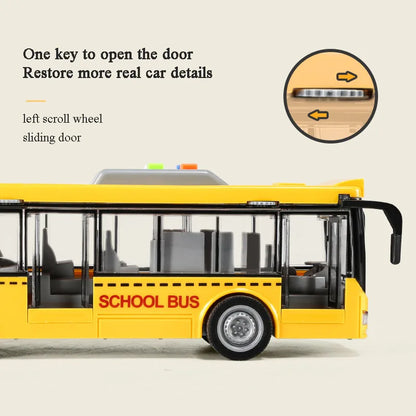 High-quality school bus toy car model large sound and light double-decker bus simulation car toy children's gift