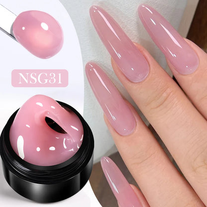BORN PRETTY 15ml Clear Non Stick Hand Extension Gel Nail Polish for 3D Shaping Nail Art Solid Milky Jelly Hard Gel for Fake Nail