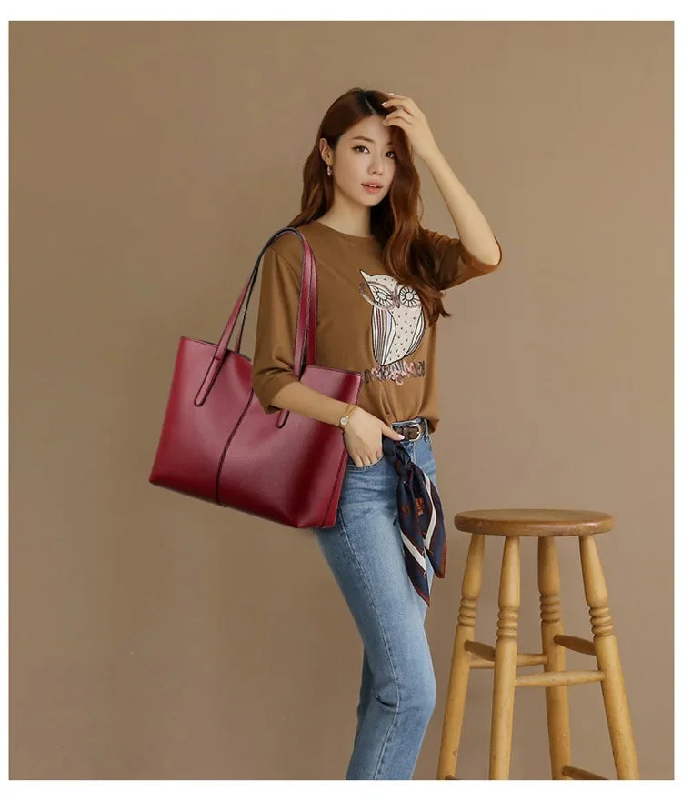 Women Fashion Bag Tote Bags for PU Shoulder Bag for Women Versatile Large Capacity Bags Split Leather Totes Handbag Work Travel