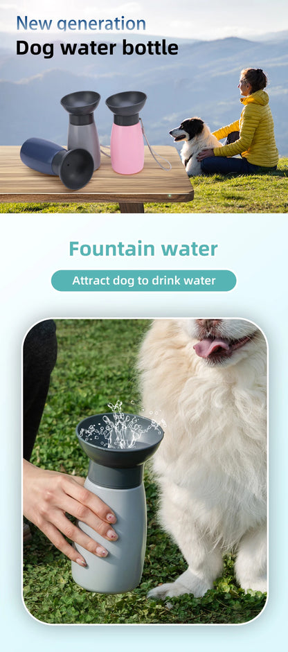 600ml Portable Dog Water Bottle Large Dogs High Capacity Fountain Water Dispenser Outdoor Dog Drinking Bowl Labrador Supplies