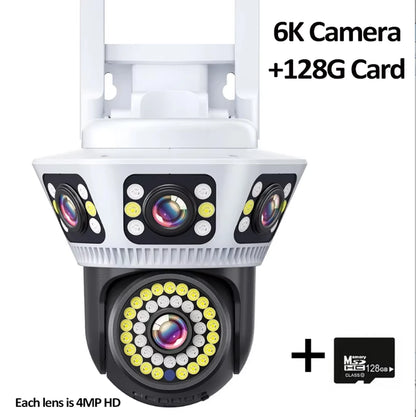 Smart Home WiFi Camera 6K Three Screen Security Camera Outdoor Security Protection Auto Tracking Camara 4K Yoosee CCTV Camera