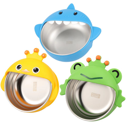 3Pcs Stainless Steel Baby Bowl with Removable Silicone Shell Anti Scald Toddler Suction Bowl for Baby Food Feeding Snack