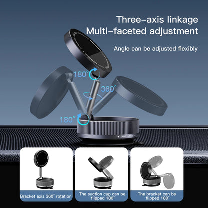 Foldable Magnetic Car Phone Mount with 360° Rotation & Vacuum Suction for Secure, Hands-Free Phone Holder