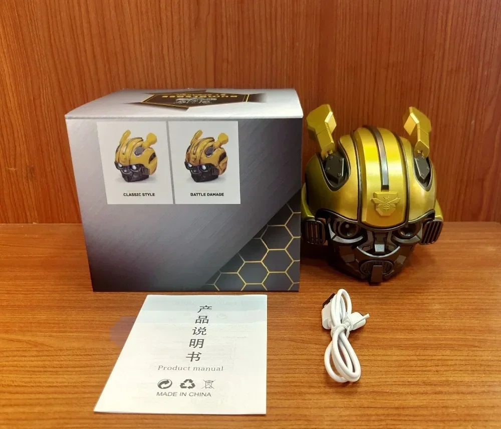 Original Transformers Bluetooth Speakers Bumblebee Head Bluetooth Speakerdual Speakersled Light Heavy Basssuitable,Tf, Fm Radio
