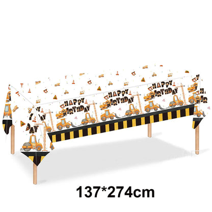 Construction Party Disposable Tableware Plates Cups Napkins Tablecloth Construction Truck Party Decor Excavator Party Favors