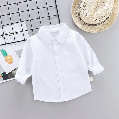 New Children SOLID WHITE Boys/girls Shirts Kids Tops Boys/girls Long Sleeve Baby Wedding Clothing Baby Top Tee Shirts 0-4 Years