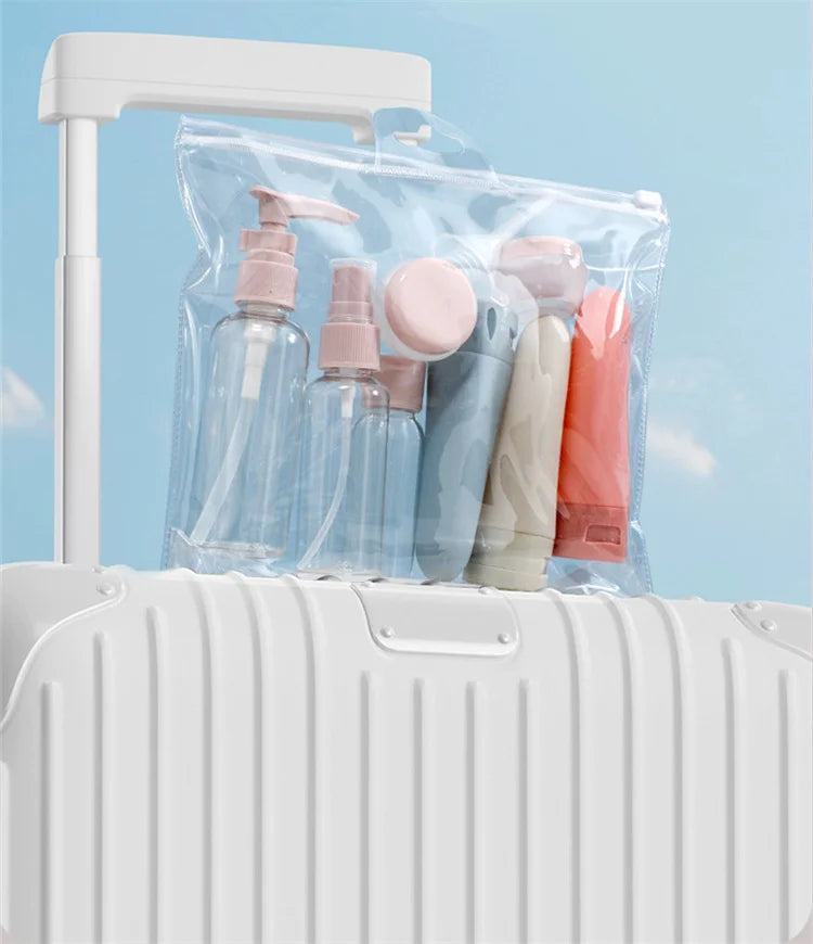 11 Pack Travel Bottles Set Leak Proof Portable Toiletry Squeezable Containers Clear PET Flight Size Cosmetic Containers JAF269