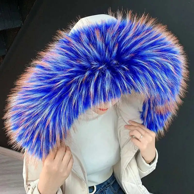 Detachable Faux Fur Collar Extra Large Warm Fake Fur Scarf Wrap Evening Cape For Winter Womens Coat Faux Fur Hood Ttrim Collar