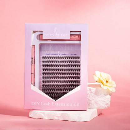 DIY Lash Extension Kit Lash Clusters Eyelash Extension Individual Lashes Kit with Lash Bond & Seal Remover Tweezers