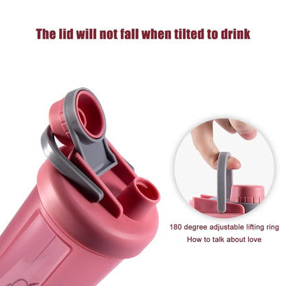 600ml Frosted Shake Cup Milkshake Sports Bottle Outdoor Fitness Water Blender Bottle Protein Powder Portable Gym Training Drink