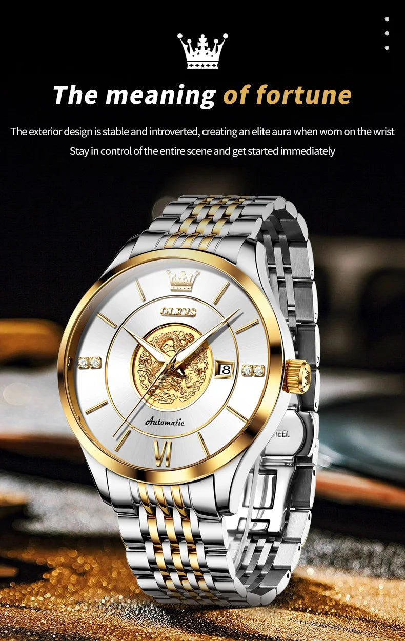 OLEVS brand watch Xianglong relief fully automatic mechanical watch men's watch men's watch 6693