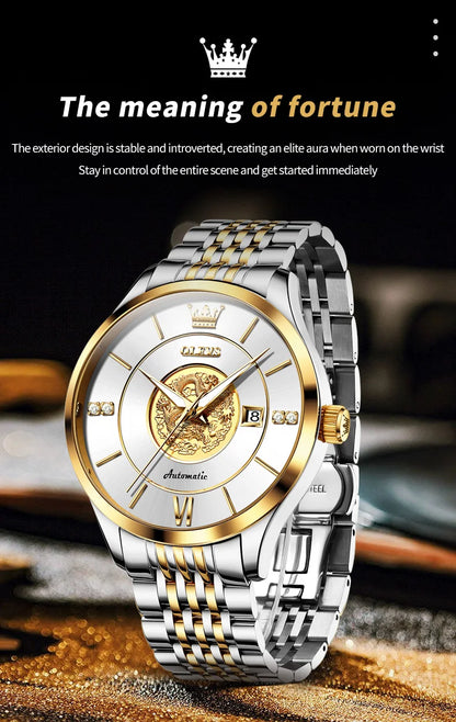 OLEVS brand watch Xianglong relief fully automatic mechanical watch men's watch men's watch 6693
