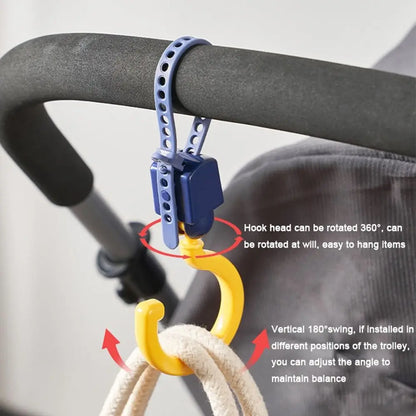10Pcs Multipurpose Dopamine Baby Stroller Hook Hanging Rotating Universal S Hooks Non-Marking Foldable Car Seat Hooks Kitchen