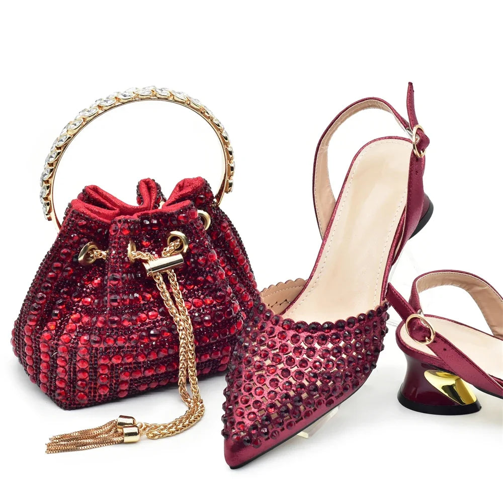 Nigeria Shoe and Bag Wedding Shoes Bride Nigerian Ladies Wedding Shoes Luxury Italian Style Heels African Women Party Pumps