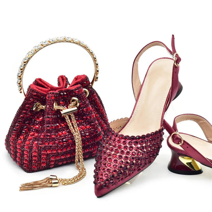 Nigeria Shoe and Bag Wedding Shoes Bride Nigerian Ladies Wedding Shoes Luxury Italian Style Heels African Women Party Pumps