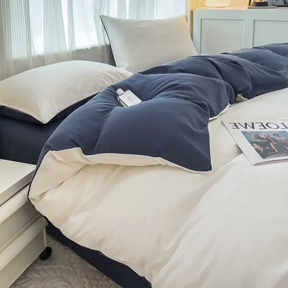 Solid Color Four Piece Bedding Set for Children and Adults Double Bed Large Four Piece Duvet Cover Bed Sheet Pillow Cover