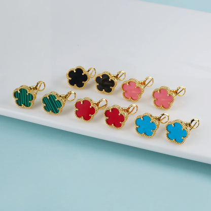 Irregular New Double Sided Natural Stone Shell Plant Five Leaf Flower Jewelry Set Necklace Earrings Women's High Quality Clover