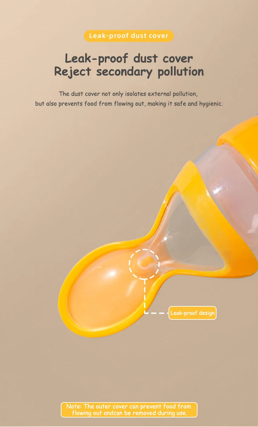 Infant Baby Squeezing Feeding Spoon Baby Silicone Baby Feeding Vegetable Fruit Bottle Baby Dish Scale spoon & hand towel set