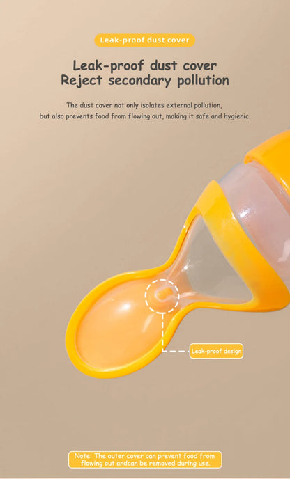 Infant Baby Squeezing Feeding Spoon Baby Silicone Baby Feeding Vegetable Fruit Bottle Baby Dish Scale spoon & hand towel set