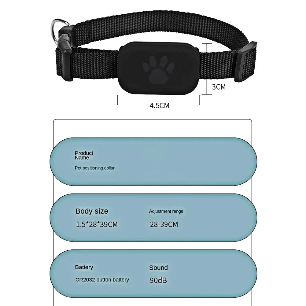 Waterproof Pet GPS Tracker Dog & Cat Locator with Adjustable Collar Anti Lost Dogs Tracker for iOS/Android Remote Global Locator