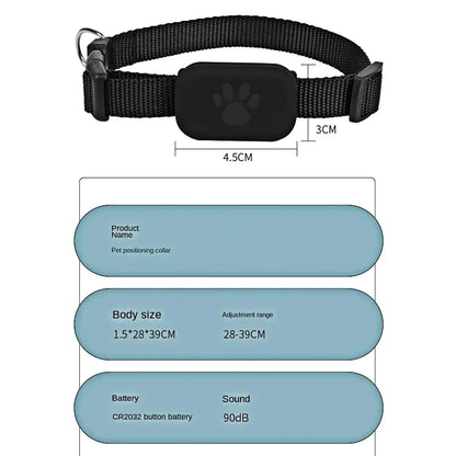 Waterproof Pet GPS Tracker Dog & Cat Locator with Adjustable Collar Anti Lost Dogs Tracker for iOS/Android Remote Global Locator