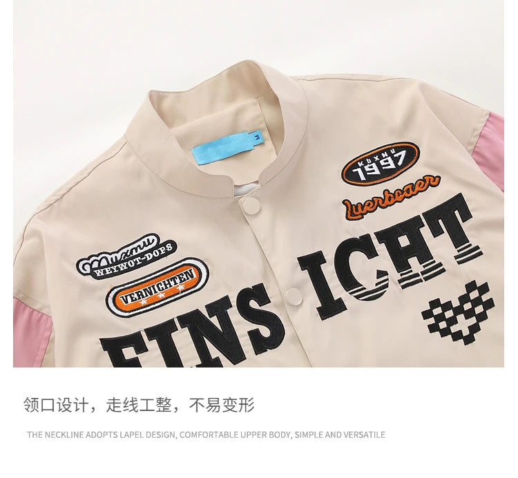 Windproof Biker Jackets for Couples High Street All Match Racing Wear American Women's Oversize Coats Detachable 2024 New