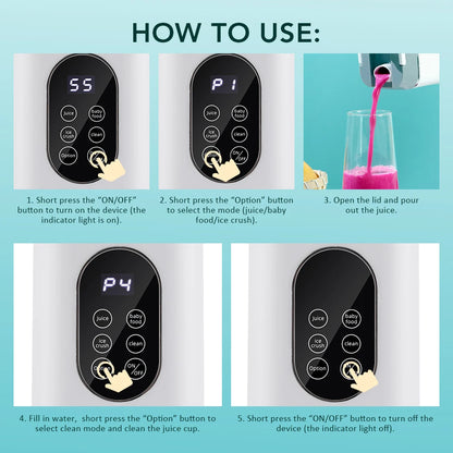 Portable Juicer Mini Electric Blender Multifunction Juice Maker Machine Fruit Mixers Extractors Smoothies Mixer 12 Blades