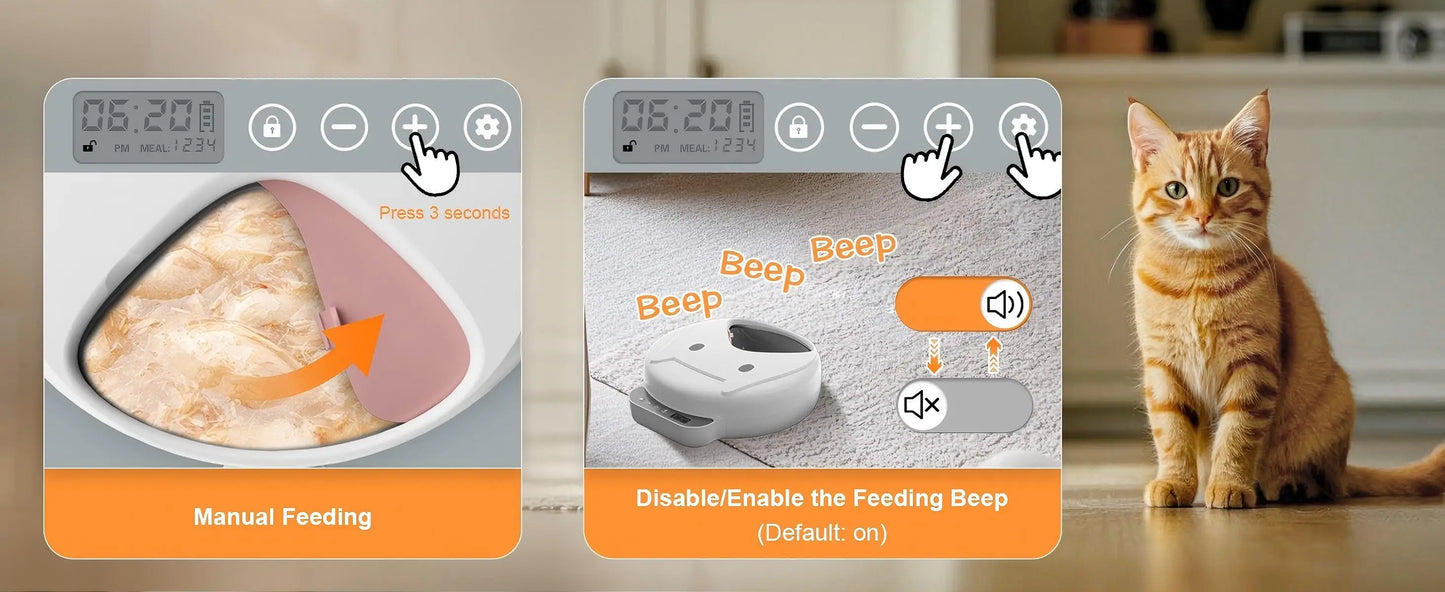 Automatic Pet Feeder Smart Cat Food Dispenser for Wet Food and Dry Food, Cat Automatic Feeder ，Ice box sold separately