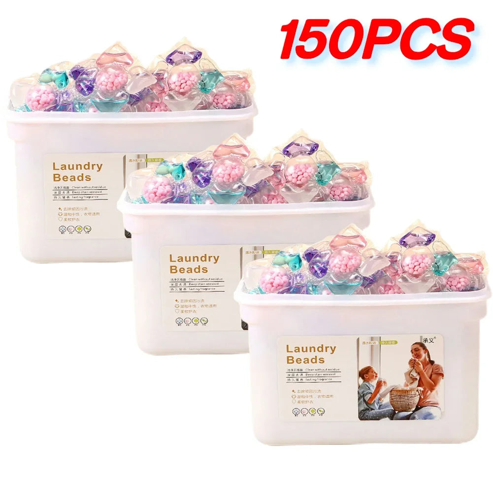 50-150Pcs 5 in 1 Beads Detergent Liquid Capsule Ball Multi-purpose Strong Detergent Laundry Cleaning Capsules for Home Dormitory