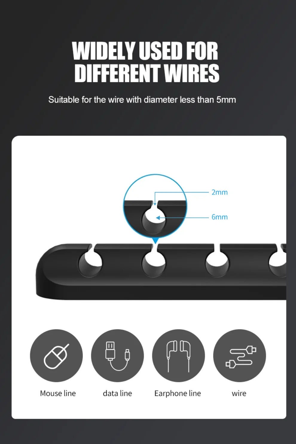 LccKaa Cable Holder Clips Cable Management Cord Organizer Clips Silicone for USB Charging Cable Mouse Cable Wire PC Office Home